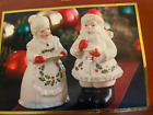 Lenox Holiday Santa And Mrs. Claus Salt & Pepper Shakers Carved Hard To Find New