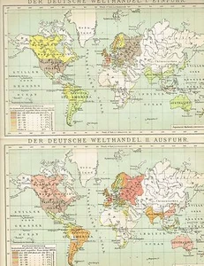 Karte DER DEUTSCHE WELTHANDEL 1897 Original-Graphik - Picture 1 of 1