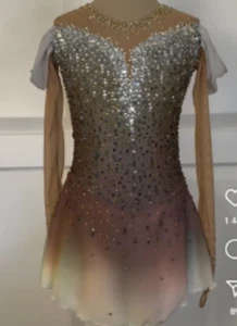 Vestido de competición de patinaje artístico sobre hielo disfraz de gimnasia baile vestido teñido - Imagen 1 de 8