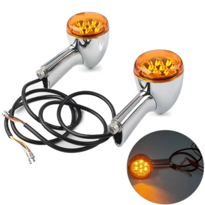 Rear Turn Signals Light For Harley XL 883 1200 1992-2022 Chrome Shell Amber Lens Foto 1 de 4