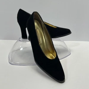 Apostrophe NWOT Black Velvet Rhinestone Heels Shoes Size 6M - Imagen 1 de 12