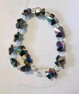 1 Strand 9.5" Aurora Borealis Butterfly And Glass Crystal Beads Temp. Strung - Picture 1 of 4