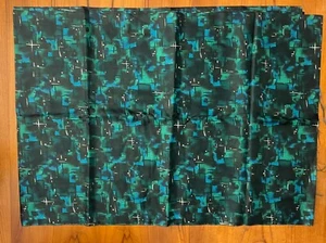 Vintage MCM 60er Jahre Stoff 3,5 Yards seidig grün blau & schwarz 46" breit - Bild 1 von 5