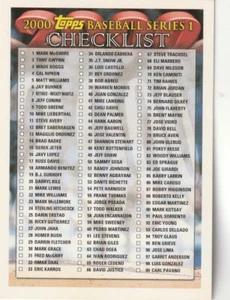 FREE SHIPPING-MINT-2000 Topps #1 Checklist 1 of 2 Unchecked - Picture 1 of 1