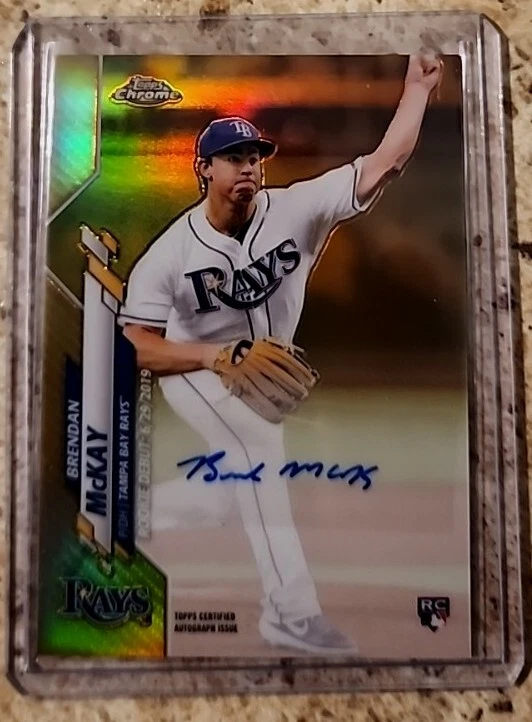 2020 GOLD #/50 TOPPS CHROME BRENDAN MCKAY RC REFRACTOR AUTO AUTOGRAPH ROOKIE SP  - Image 1 of 4