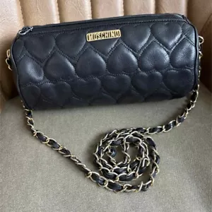 Vintage Moschino Heart Quilted Leather Chain Shoulder - Picture 1 of 7