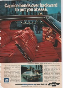 Original 1973 Chevrolet Caprice Magazine Ad "Caprice Bends Over Backwards..." - Picture 1 of 1