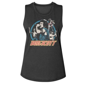 ACDC Bon Scott Image Collage On Stage Women's Muscle Tank T Shirt Rock Music - Picture 1 of 5