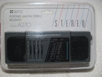 Vintage 80's GPX A270 Gray AM/FM 3.5" tall x 9.5" wide Personal Radio/Stereo - Image 1 of 4