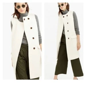J Crew Collection Melton Double Wool Vest Italian 00 Ivory E2333 Sleeveless Coat - Picture 1 of 15