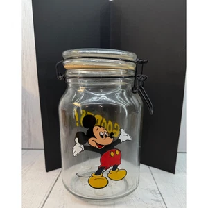 Tarro de almacenamiento de vidrio con tapa de bloqueo de artículos de Mickey Mouse de Disney galletas dulces golosinas - Imagen 1 de 12