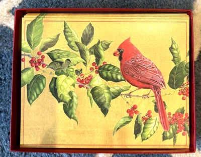 Caspari Christmas Cards 16 Boxed Cardinal 8" Holiday - Image 1 of 4