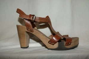 SOFTCLOX hohe Leder Sandalette biegsame Holzsohle Komfortsohle braun 40 - Picture 1 of 7