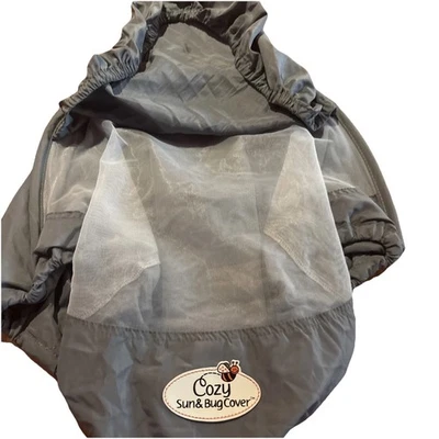 Acogedora cubierta gris sol e insectos asiento de coche de bebé cochecito de bebé ajuste universal malla blanca Foto 1 de 4