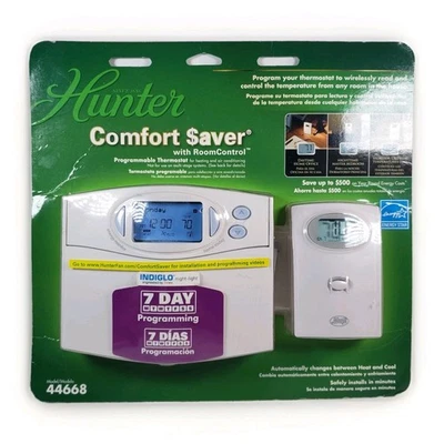 Hunter Comfort Saver 7-Day Programmable Thermostat Room Control 44668 NEW - Image 1 of 4