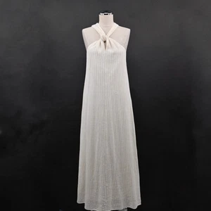 MASSIMO DUTTI Halter Maxi Dress Size S Textures Crossover Cream Twist Sleeveless - Picture 1 of 11