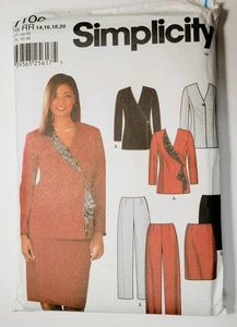 2002 Simplicity Pattern 7100 Misses Rock, schmale Hose & Jacke 14-20 ungeschnitten - Bild 1 von 4