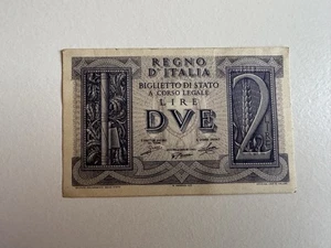 Italien 2 Lire Banknote Regno d’Italia Zweiter Weltkrieg 1939 - Bild 1 von 2
