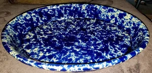 Vintage Bennington Potters Blue Agate 13 × 9 x 2 inch Oval Baking Dish - Picture 1 of 4