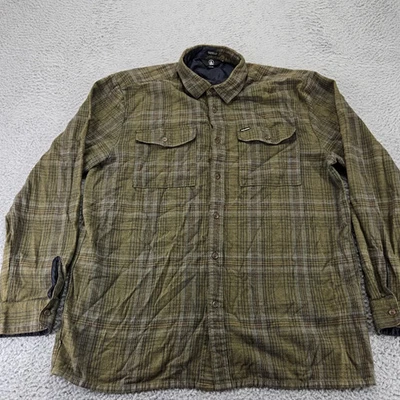 Camisa Volcom Para Hombre XXL Verde A Cuadros Calce Clásico Manga Larga Bolsillos Abotonados Foto 1 de 4