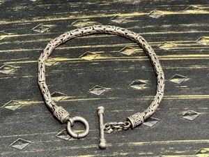 .925 STERLING SILVER VINTAGE HEAVY BALINESE BYZANTINE LINK CHAIN Mens - Picture 1 of 2