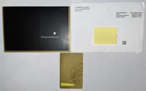 Starbucks 2016 New Logo Gold Reward Card 6156 Series Thailand + Holder Envelope - Picture 1 of 4