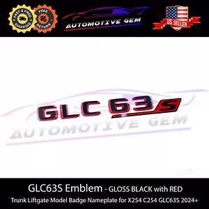 GLC63S AMG Emblem GLOSS BLACK & RED Rear Trunk Badge Logo Nameplate Mercedes - Foto 1 di 1