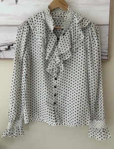 HANSEN & GRETEL Polka Dot Silk Blouse Top Constance Long Sleeve Size S 8-10 - Picture 1 of 7
