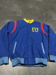 Herren Knopfleiste Reloaded blau/gelb/rot Wolle College Jacke Med. B-Q - Bild 1 von 9
