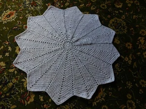 Handmade Baby Blanket Throw  White Crocheted 12 Point Starburst 34" Unisex - Picture 1 of 1
