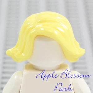 NEW Lego Girl Minifig Short BLONDE HAIR - Female Wavy Yellow Curled Up Head Gear - Picture 1 of 4