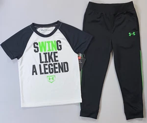 Boy's Youth Under Armour 2 Piece Athletic Jogger Pants Baseball Shirt Set NEW - Picture 1 of 3