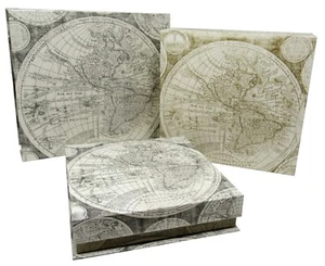 Juego de 3 cajas anidadoras punch Studio rectangulares abatibles World Atlas 19246 - Imagen 1 de 6