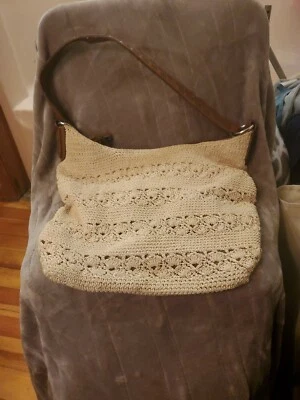 Bolso de Mano Forrado Cartera Ganchillo Macramé Vintage Retro Años 70 Hippie Necesita Reparación Foto 1 de 4