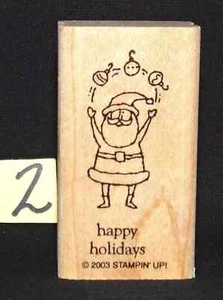 Santa happy holidays Single Rubber Stamp from Stampin Up Set Little Hellos - Picture 1 of 3