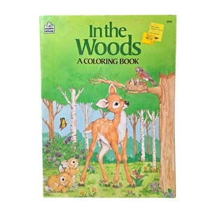 Vintage Coloring Book In The Woods 1987 Random House Nature Deer Wildlife Animal - Picture 1 of 17