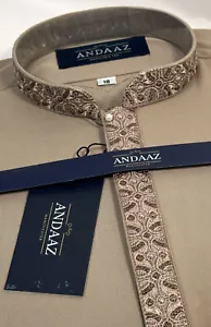 Shalwar Kameez beige 2 tasche ricamo ragazzo - Foto 1 di 2