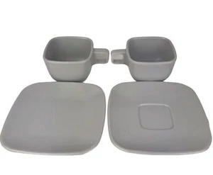 Arrowhead Brookpark Lot of 4 Gray Melamine Melmac Cups Saucer Small Plate - Picture 1 of 12