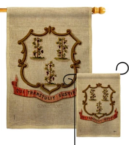 Wappen Connecticut Sackleinen Garten Flagge Staaten Deko Hofbanner - Bild 1 von 19