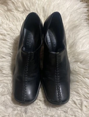Franco Sarto Vintage Y2K Cuero Negro Grueso Puntera Cuadrada Tacón Bloque - Talla 6M Foto 1 de 4
