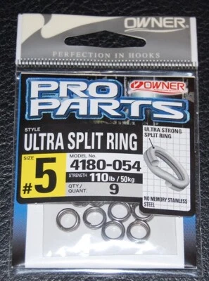 9 Pack - OWNER Ultra Stainless Steel Split Rings 4180-054 Size 5 - 110lb Rating - Image 1 of 2