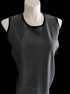 Ralph Lauren Sheath Dress Sleeveless Jewel Neck Knee XXL Velvet Trim Gray NEW - Picture 1 of 11