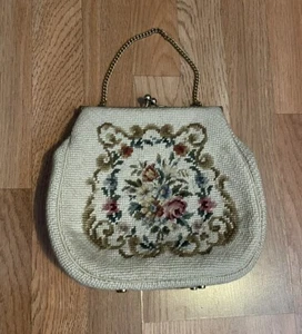 Vintage Petit Needlepoint Floral Evening Bag - Picture 1 of 5