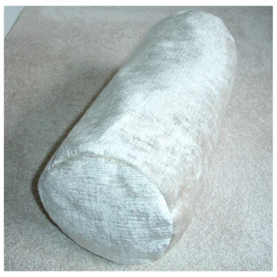 Bolster Cylinder Cushion Cover Cream Velvet Chenille 6x16 Plain Luxury - image 1 of 4