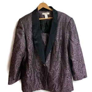 JUSTIN TAYLOR Plus 22W Church Career Suit Blazer TOP Purple Leopard Print - Picture 1 of 3