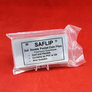 Saflip 2x2 Double Pocket Coin Flips Pack of 500 (10 packs of 50) Saflips - Picture 1 of 3