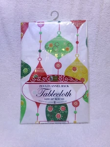 Better Home Christmas 60" Round Tablecloth Peva Flannel Back Tablecloth - Picture 1 of 9
