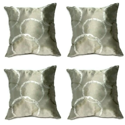 Set of 4 - Cushion Covers Gold Circular Design Sofa Bed Fine Quality 45cm 18x18" - Image 1 of 4