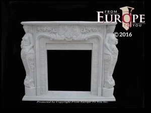 BEAUTIFUL HAND CARVED VICTORIAN STYLE SOLID MARBLE FIREPLACE MANTEL - LST30 - Picture 1 of 1