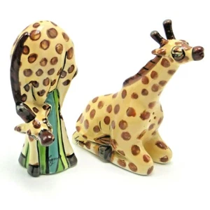 Blue Sky Ceramic Giraffe Salt & Pepper Shakers Lynda Corneille Designer Figural - Picture 1 of 9